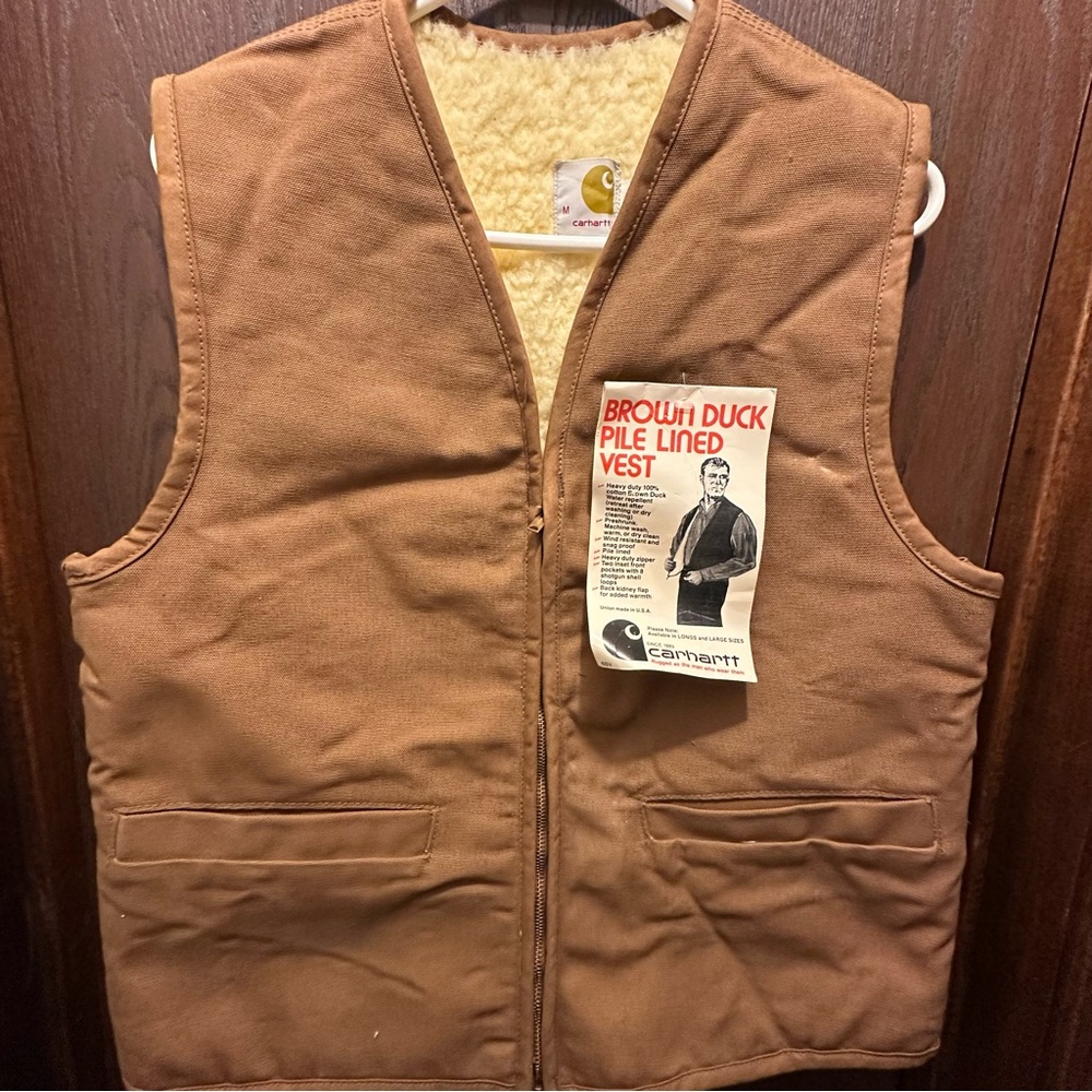 Super Rare NOS 1970s Carhartt Pile Lined Vest Made In USA Size M